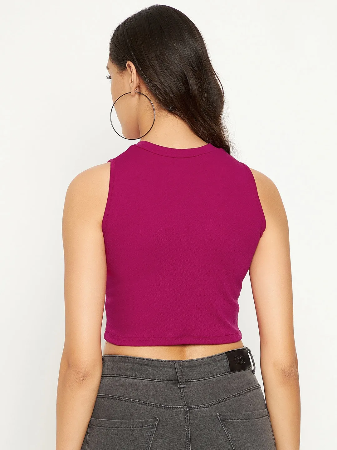 Cotton Stretchable High Neck Crop Top