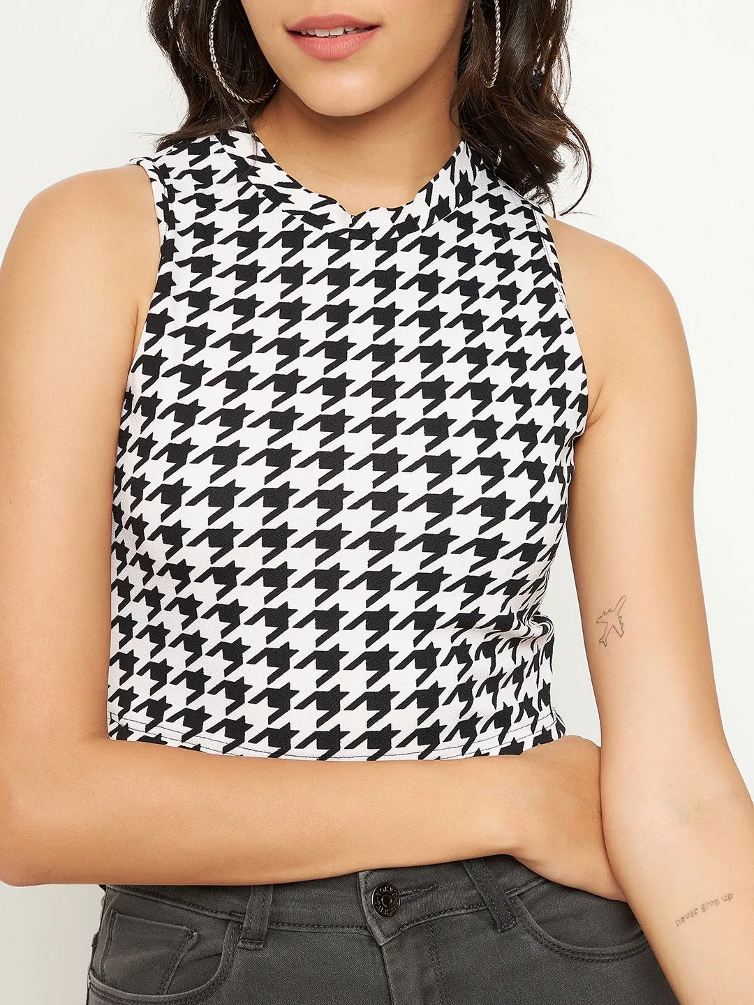 Cotton Stretchable High Neck Crop Top