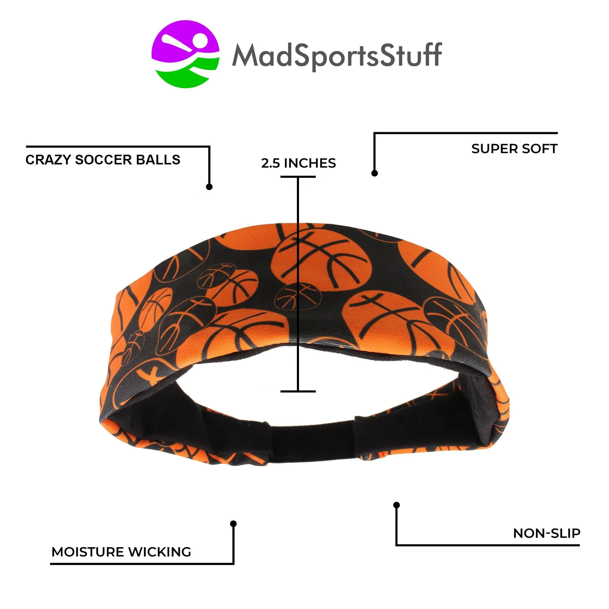 Crazy Girls Basketball Headband with Basketball Logos