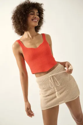 Day Out Pointelle Crochet Knit Mini Skirt