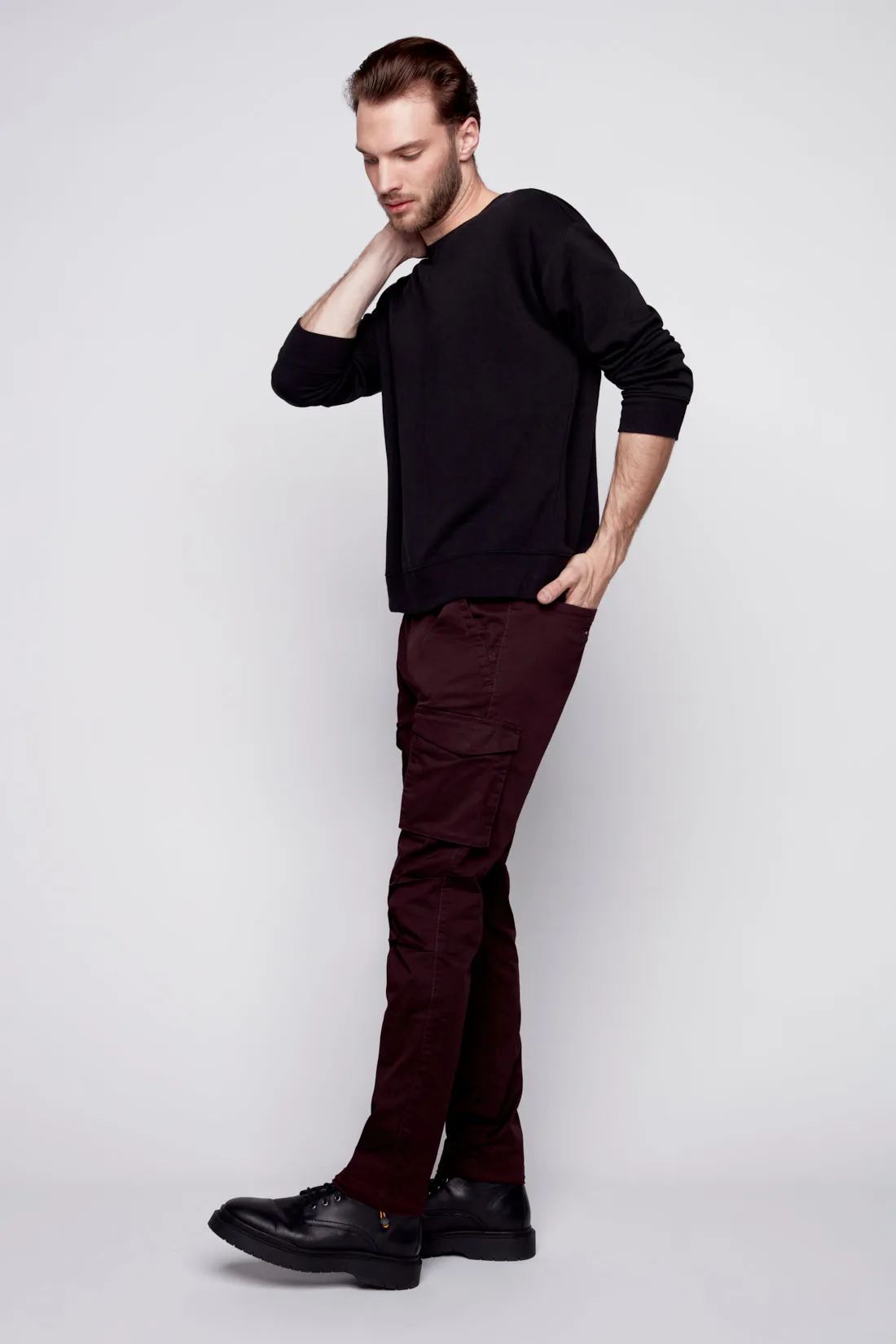 DEAN -  Slim Fit Cargo Chinos (Convertible Joggers) - Wine