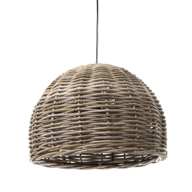 Deep Dome Basket Rattan Pendant