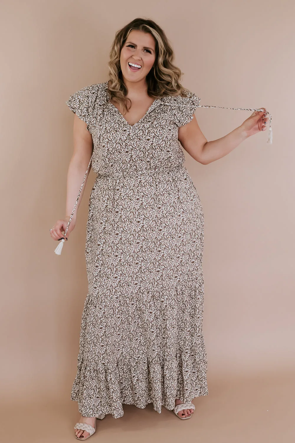 ECB Exclusive: Melody Floral Maxi Dress, Cream