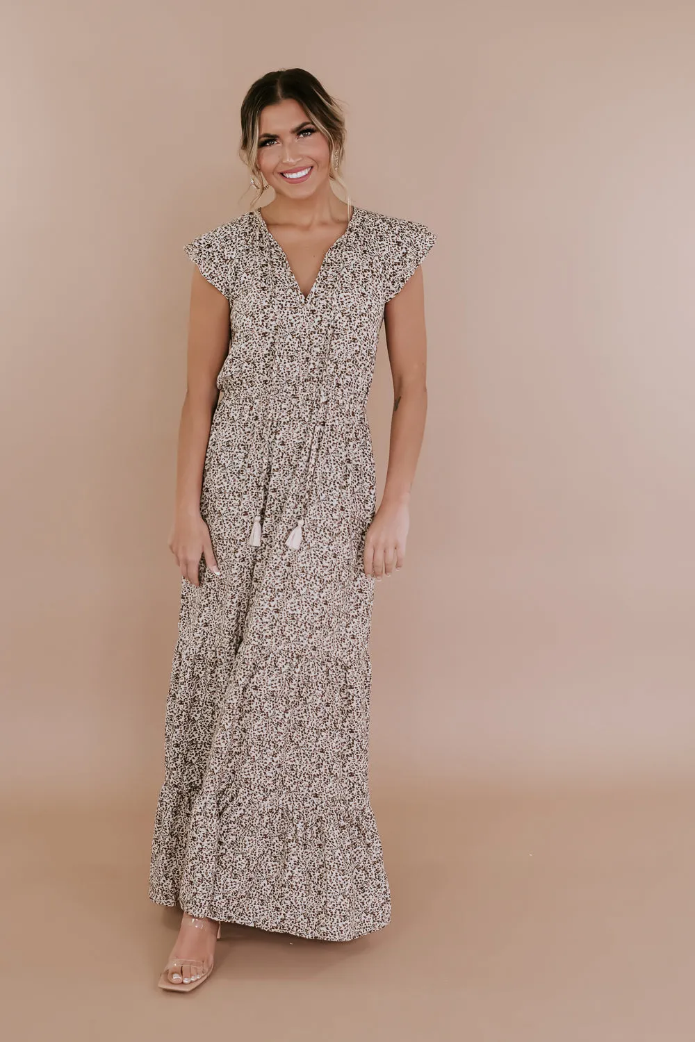 ECB Exclusive: Melody Floral Maxi Dress, Cream