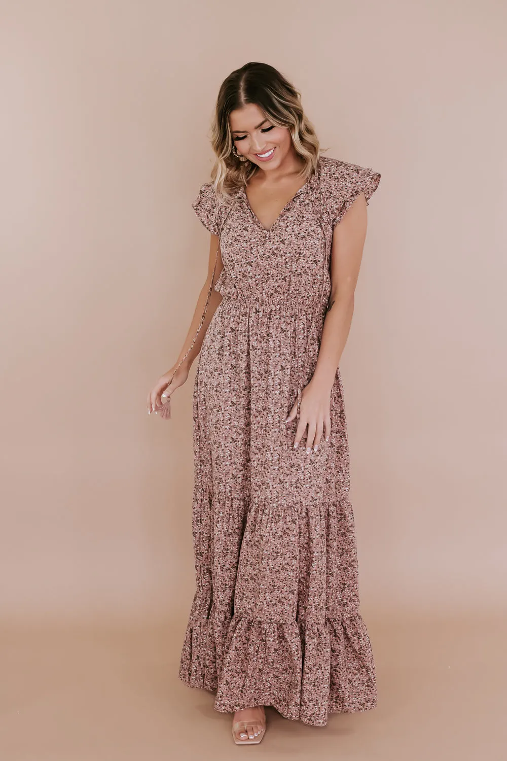 ECB Exclusive: Melody Floral Maxi Dress, Mauve