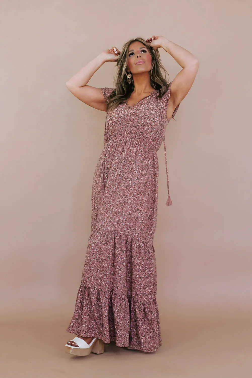 ECB Exclusive: Melody Floral Maxi Dress, Mauve