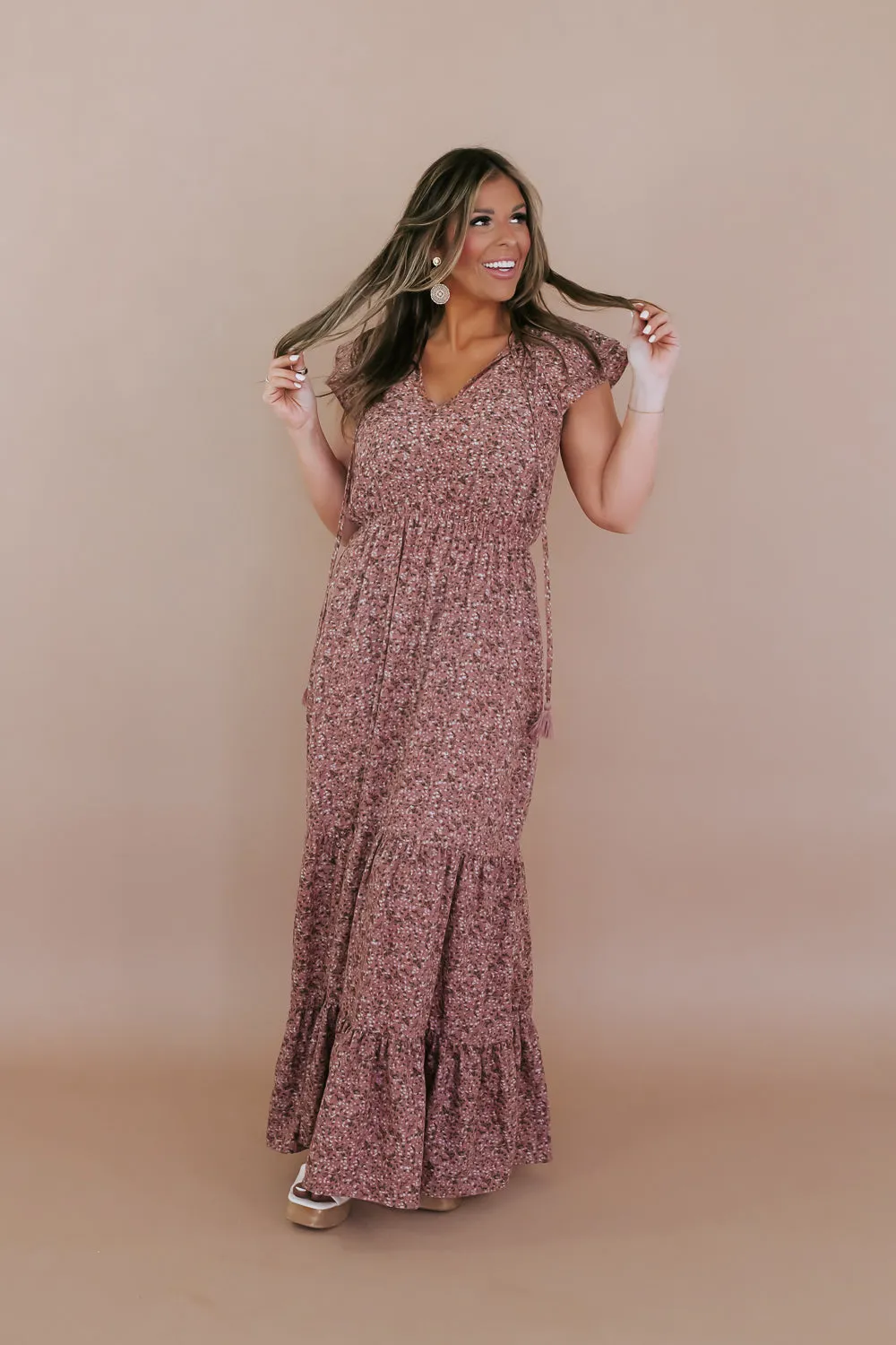 ECB Exclusive: Melody Floral Maxi Dress, Mauve