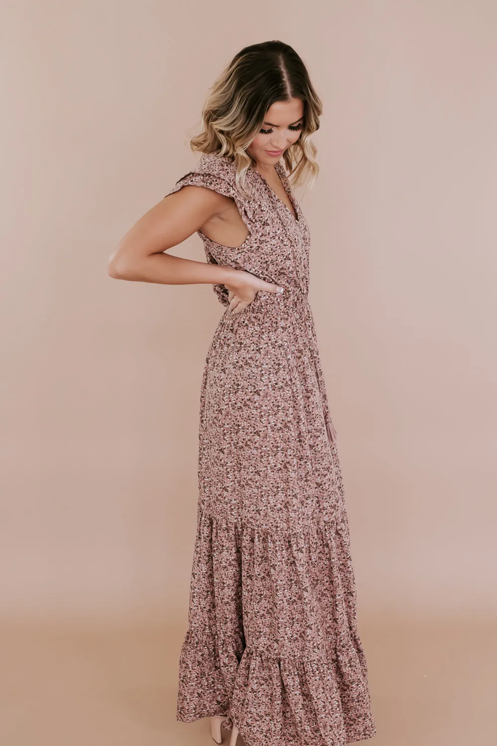 ECB Exclusive: Melody Floral Maxi Dress, Mauve