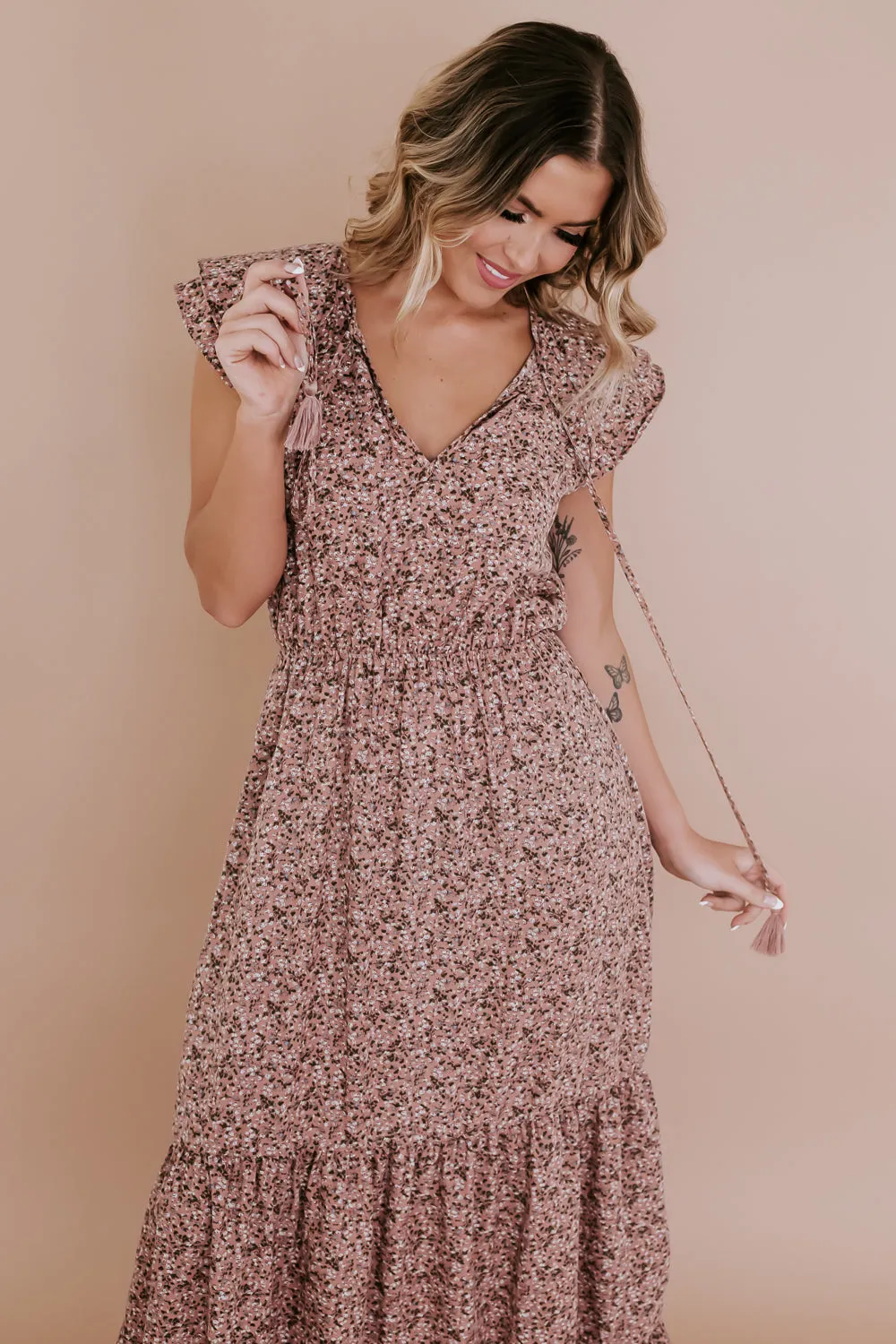 ECB Exclusive: Melody Floral Maxi Dress, Mauve