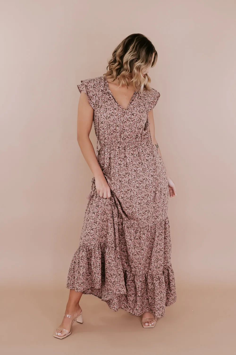 ECB Exclusive: Melody Floral Maxi Dress, Mauve