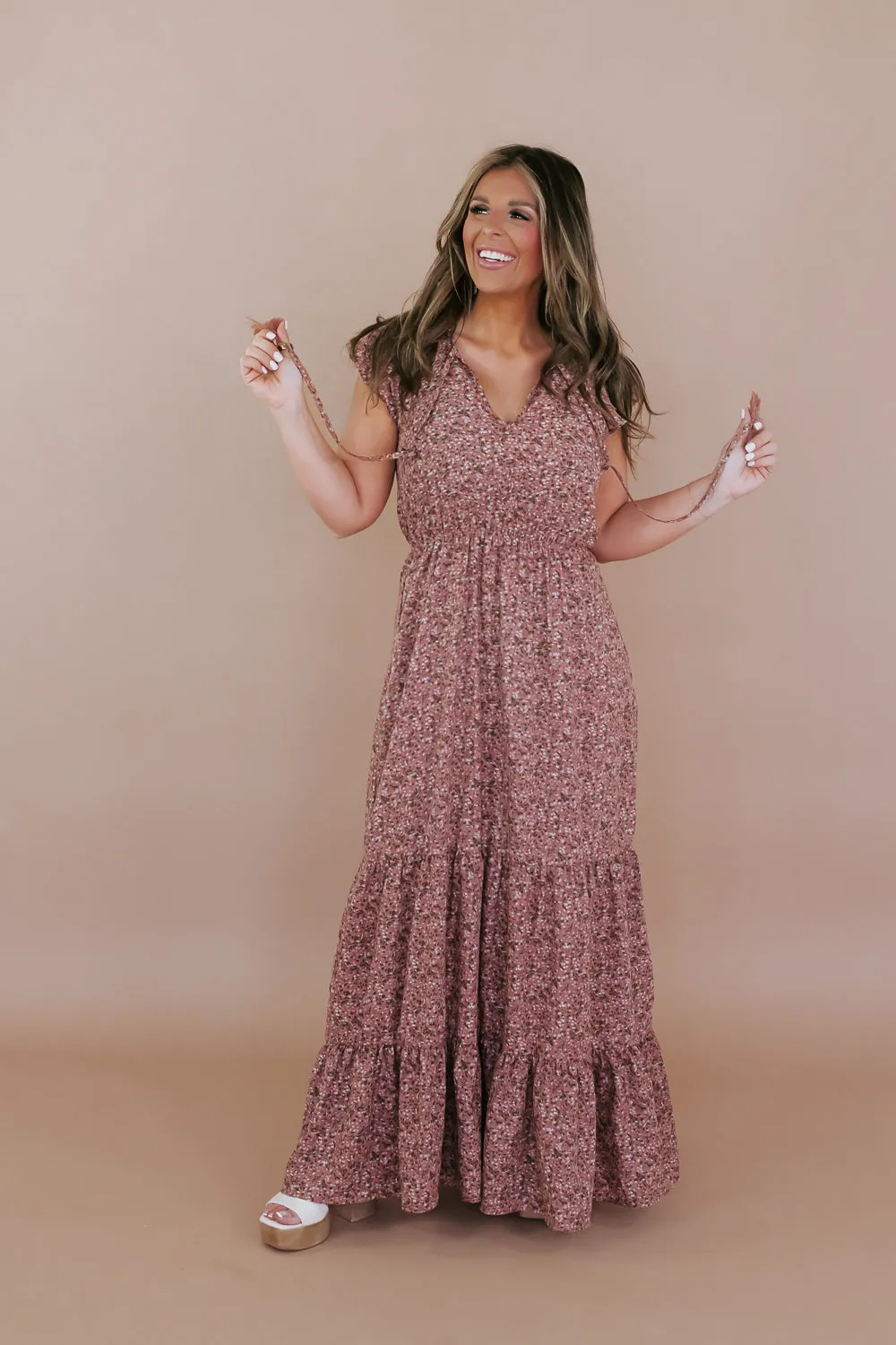 ECB Exclusive: Melody Floral Maxi Dress, Mauve