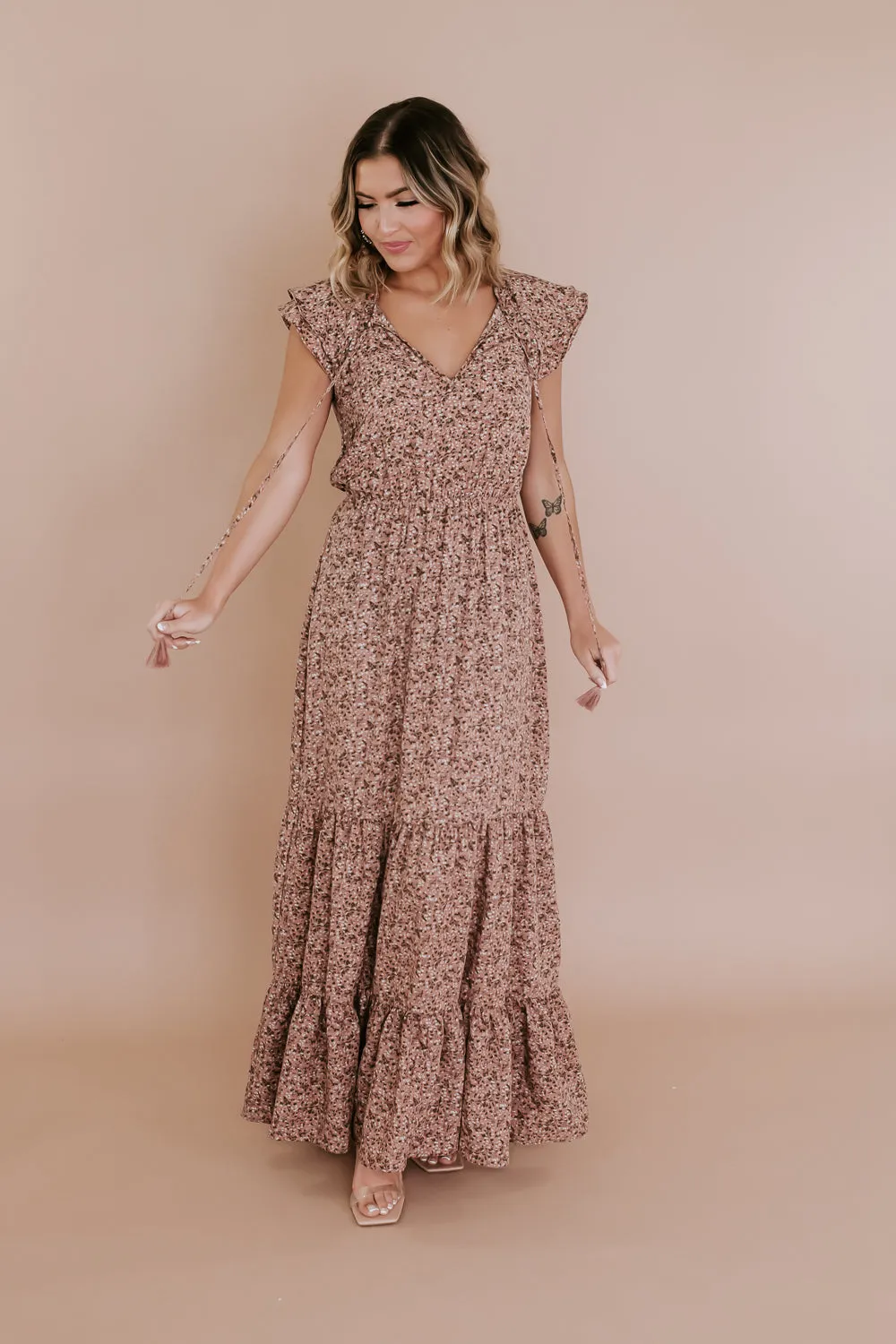 ECB Exclusive: Melody Floral Maxi Dress, Mauve