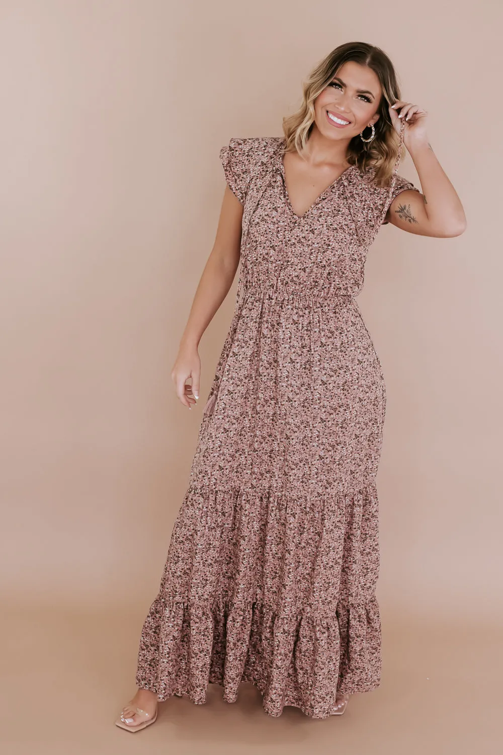 ECB Exclusive: Melody Floral Maxi Dress, Mauve