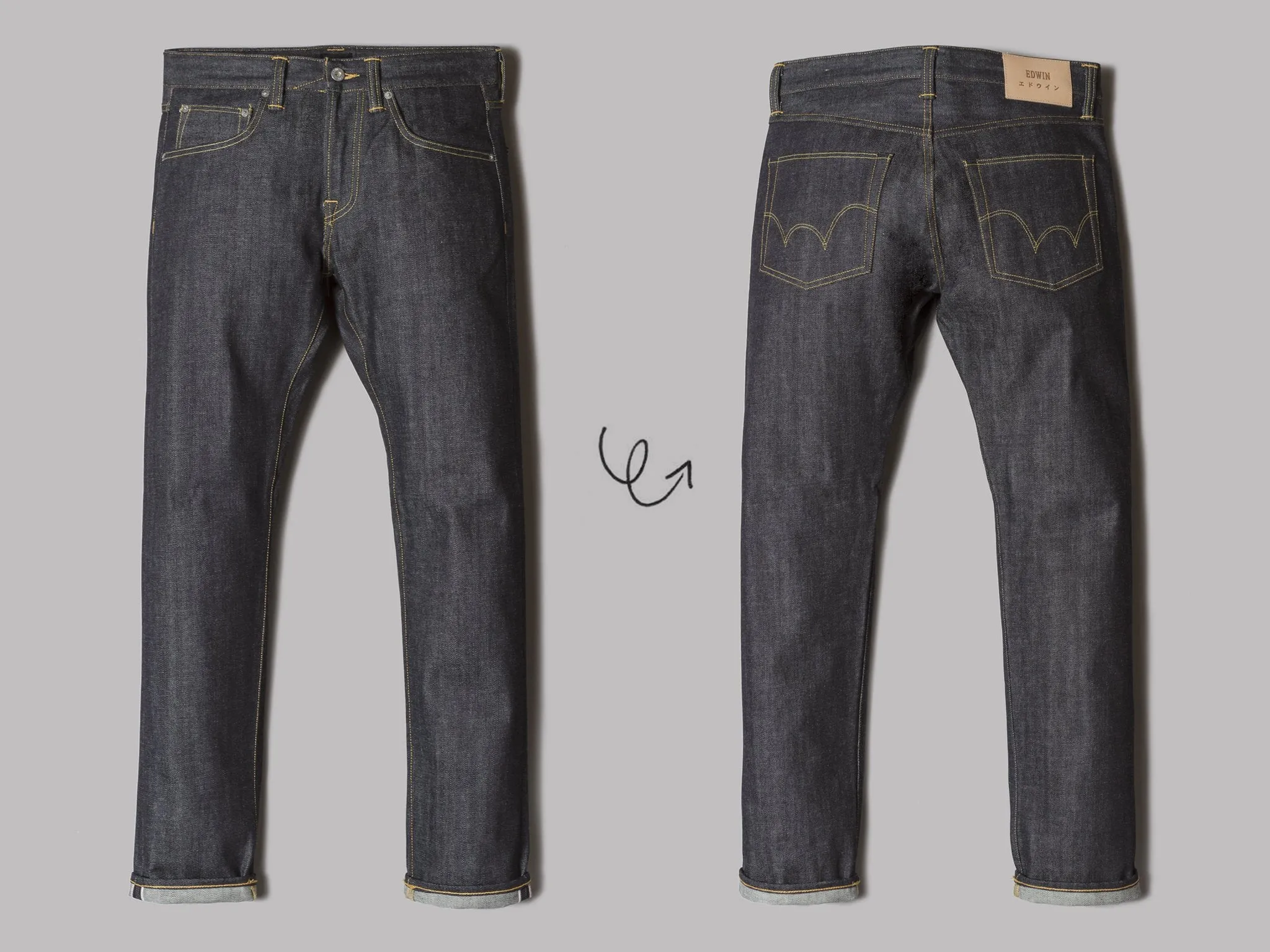 Edwin ED-55 Relaxed Tapered Jeans (Dry 14Oz Red Selvage Denim Blue Unwashed)