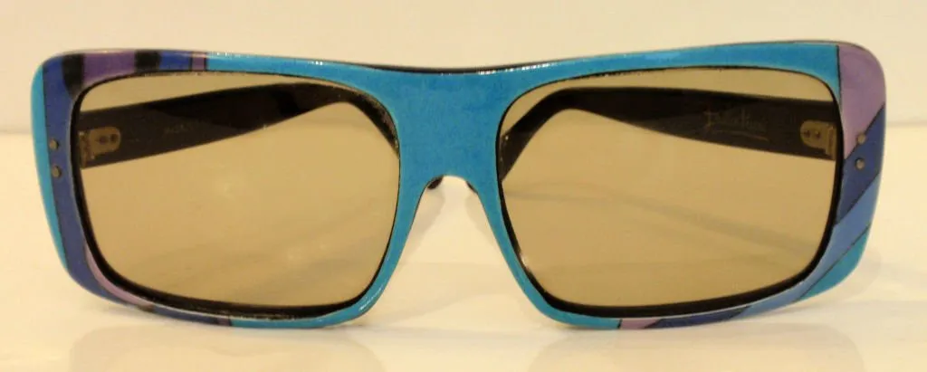 EMILIO PUCCI 1960s  Aqua Signature Print Sunglasses