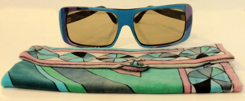 EMILIO PUCCI 1960s  Aqua Signature Print Sunglasses