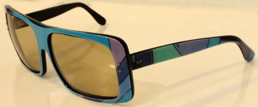 EMILIO PUCCI 1960s  Aqua Signature Print Sunglasses