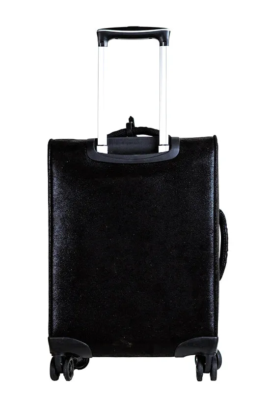 Faux Suede in Black Rebel Dream Luggage with Rainbow Zipper