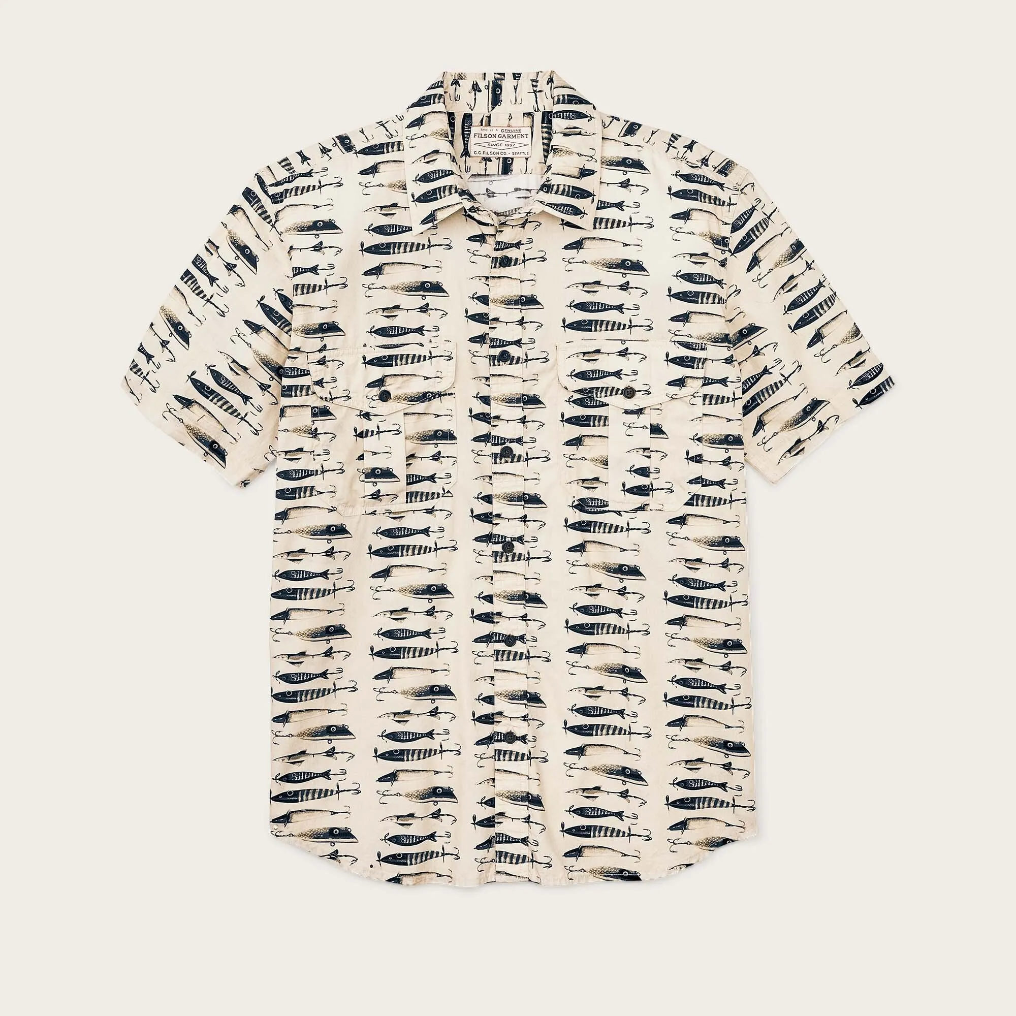 FILSON'S WASHED SHORT SLEEVE FEATHER CLOTH SHIRT