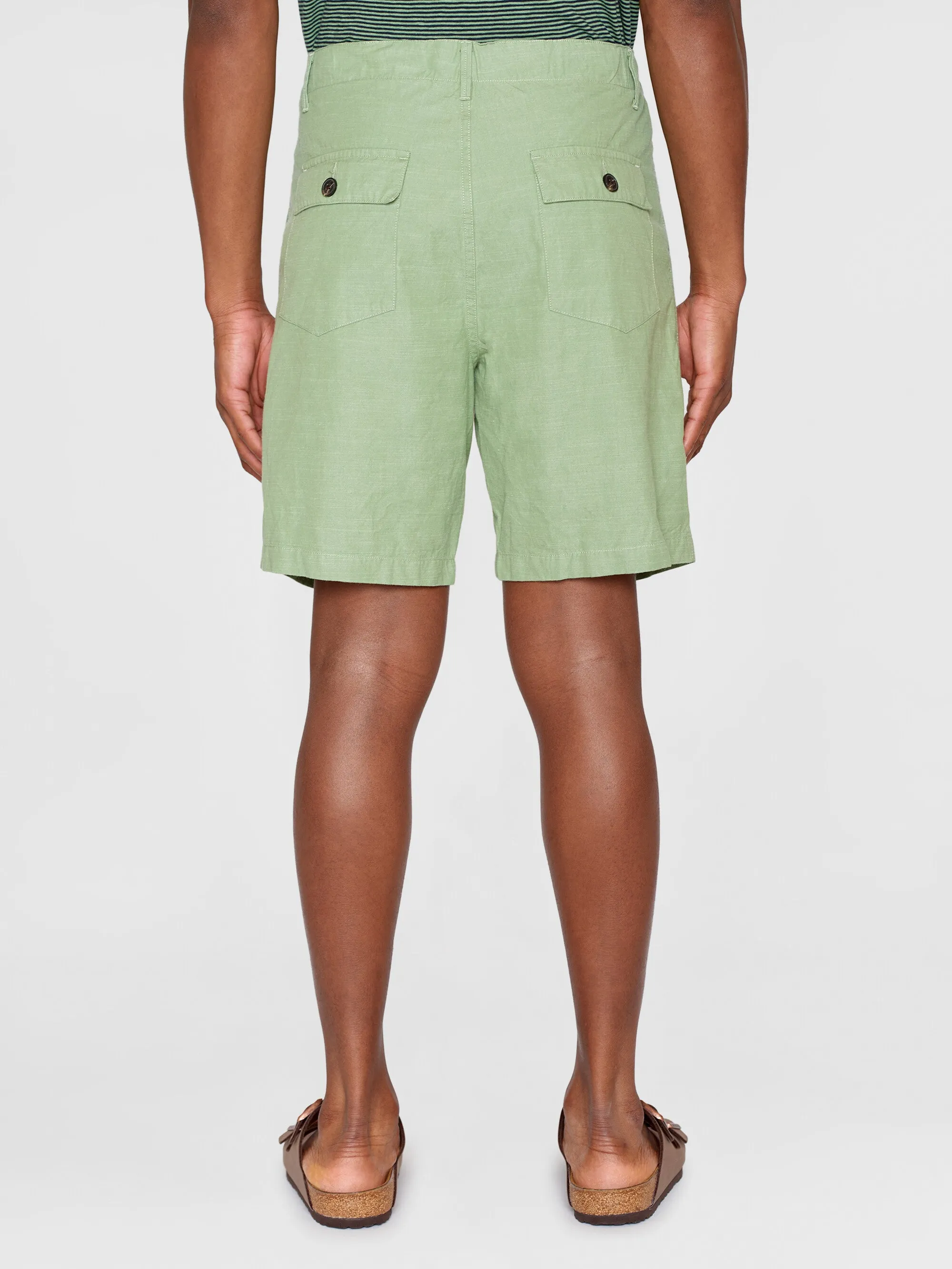 FLINT wide slub yarn shorts - GOTS/Vegan - Shale Green