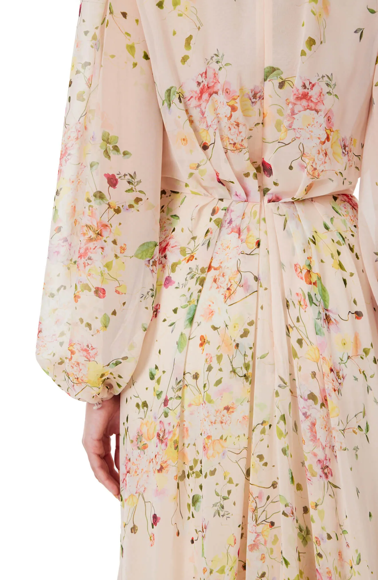 Floral Chiffon Long Sleeve Gown