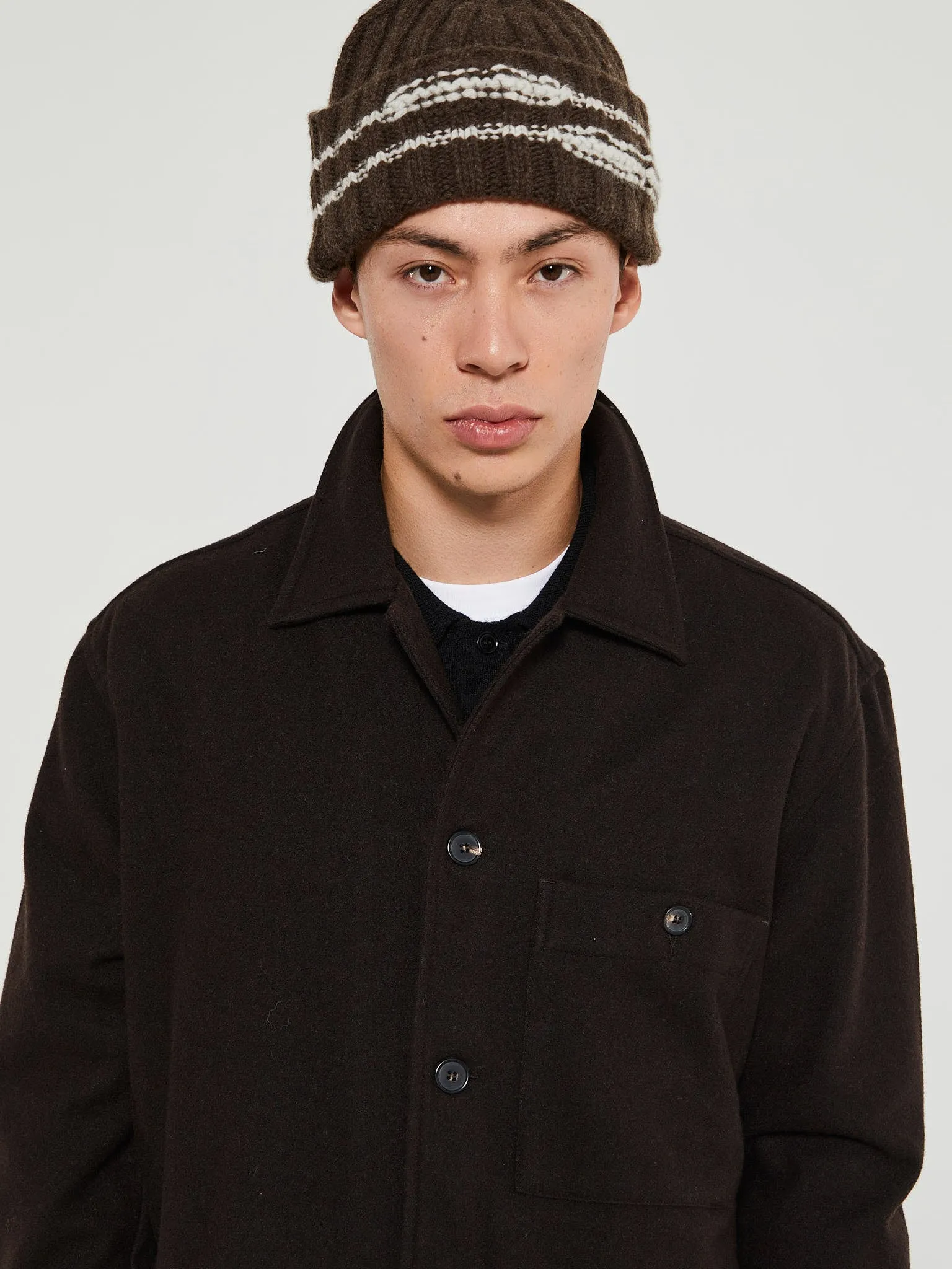 Folke Wool Overshirt in Espresso