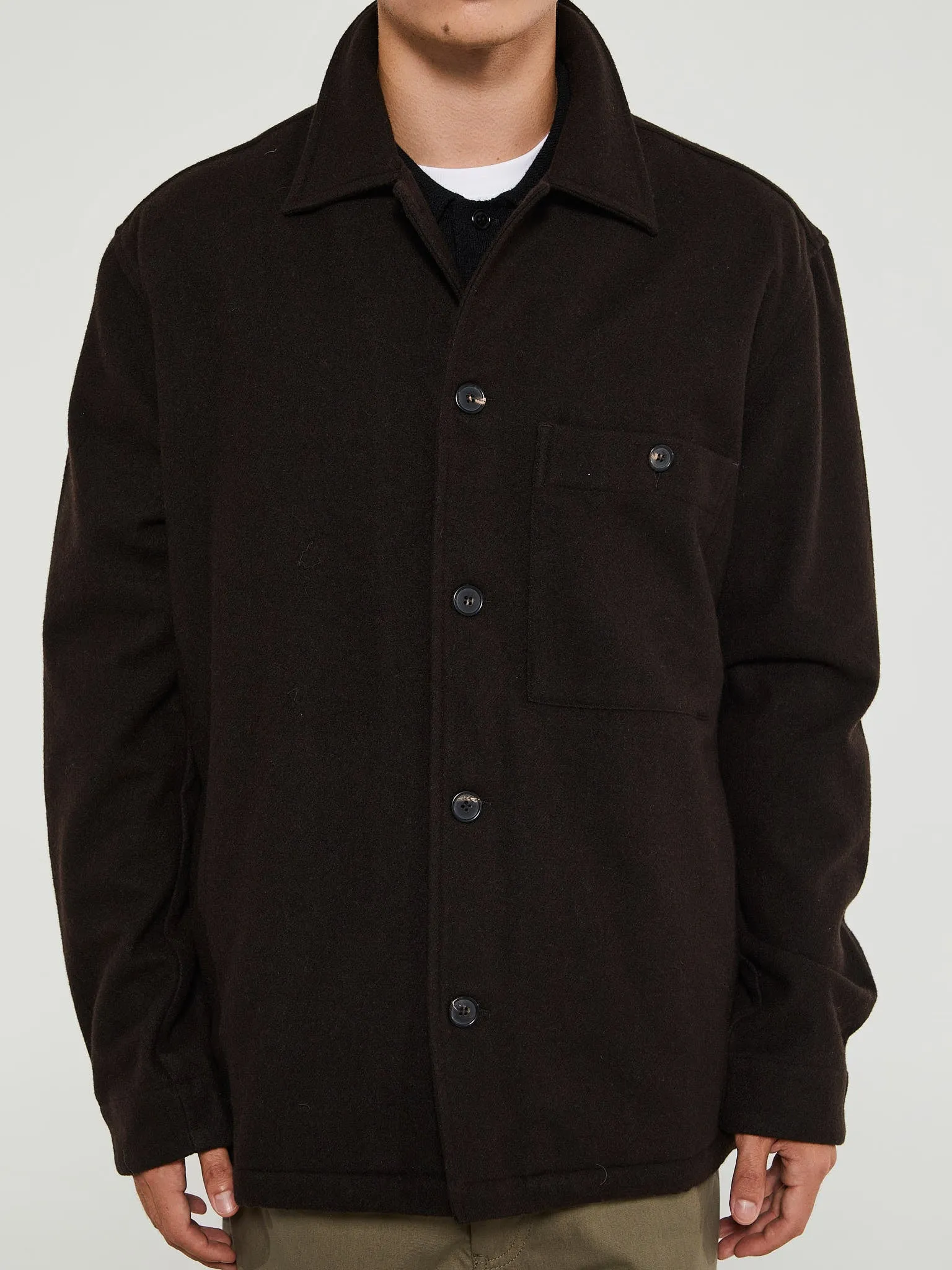 Folke Wool Overshirt in Espresso