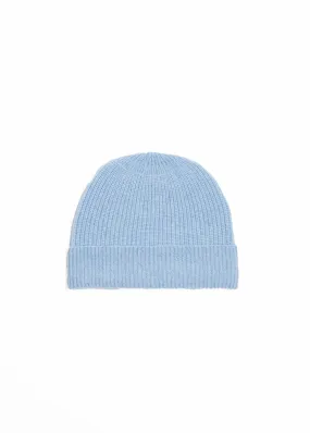 Foxford Blue Ribbed Cashmere Beanie