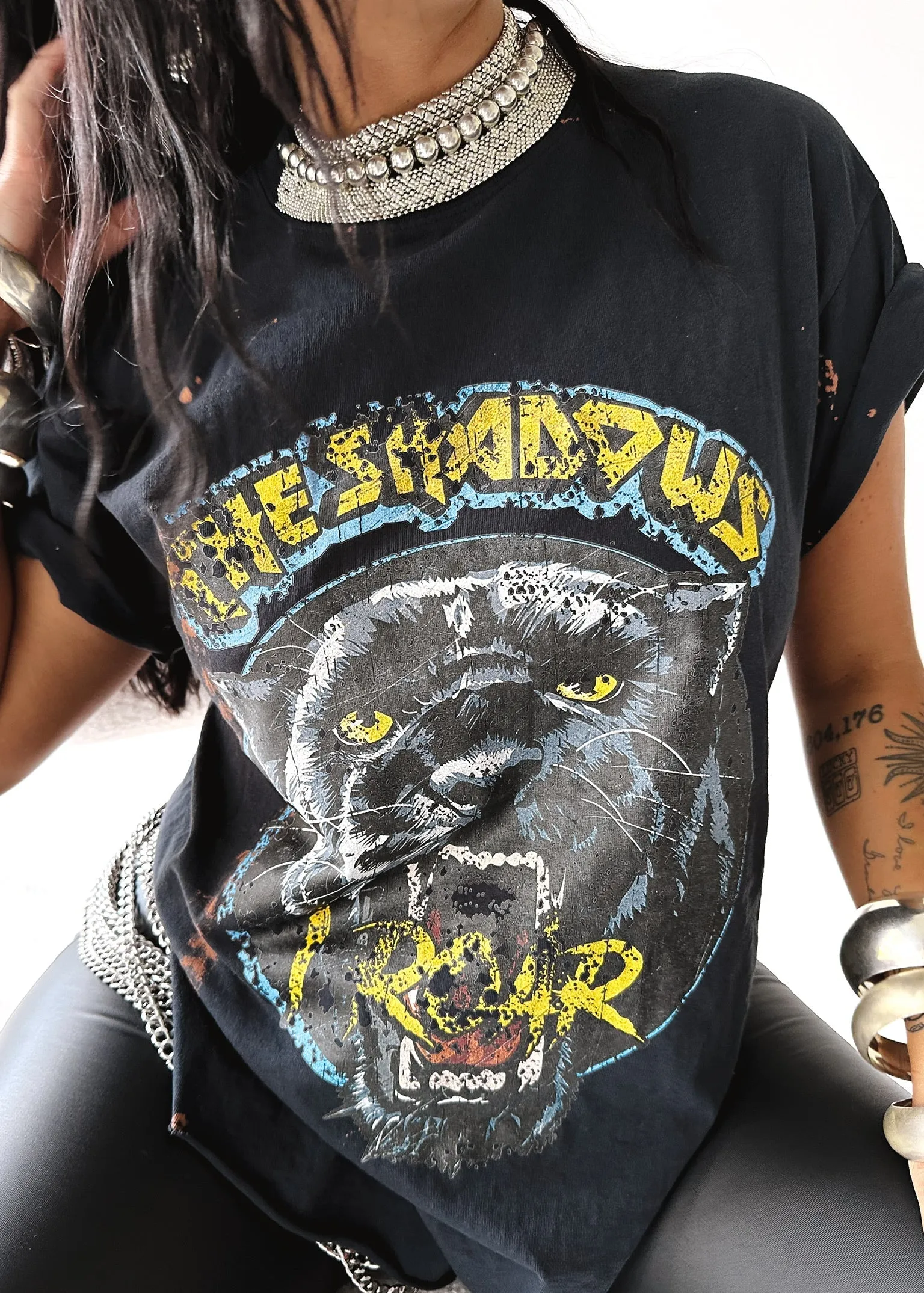 FROM THE SHADOWS I ROAR BLEACHED OUT SIDE SLIT TEE