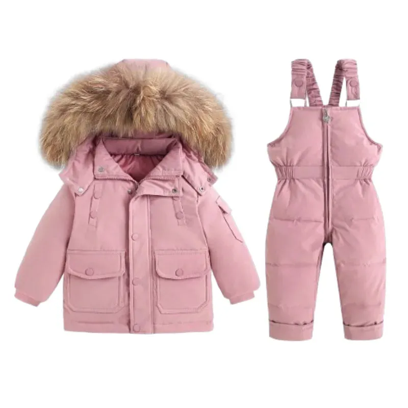 Girls Baby Pink Two Piece Snow Suit