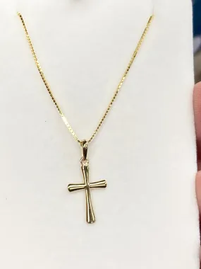 Gold Cross And Box Link Chain