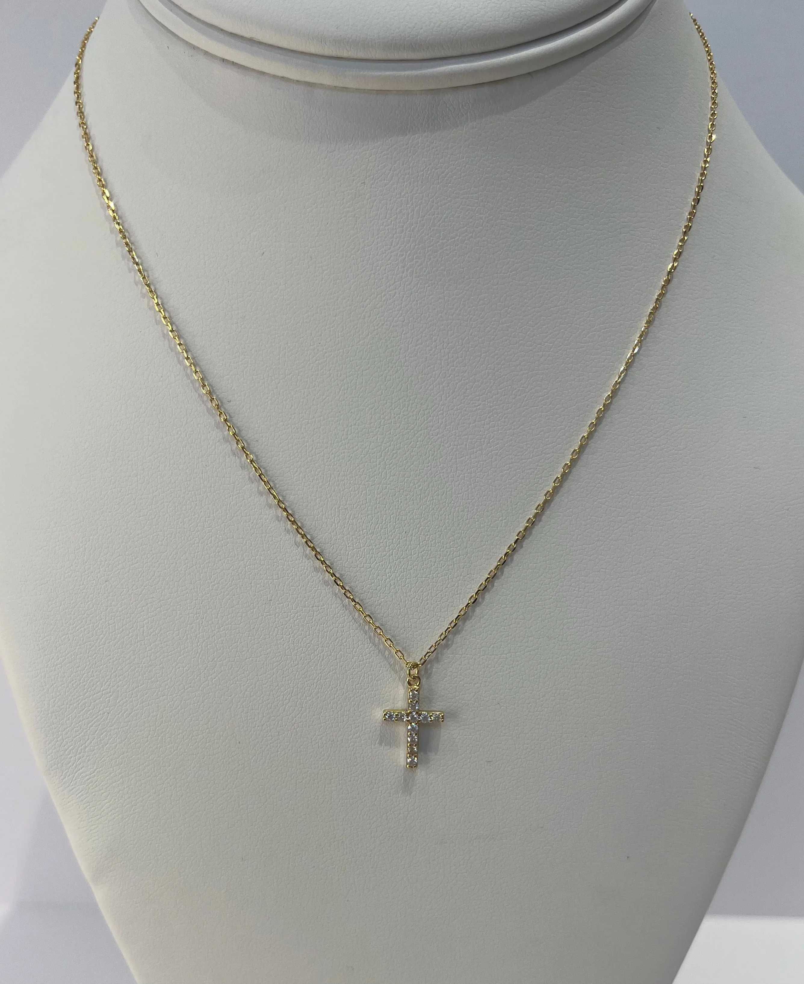 Gold Crystal Cross Necklace