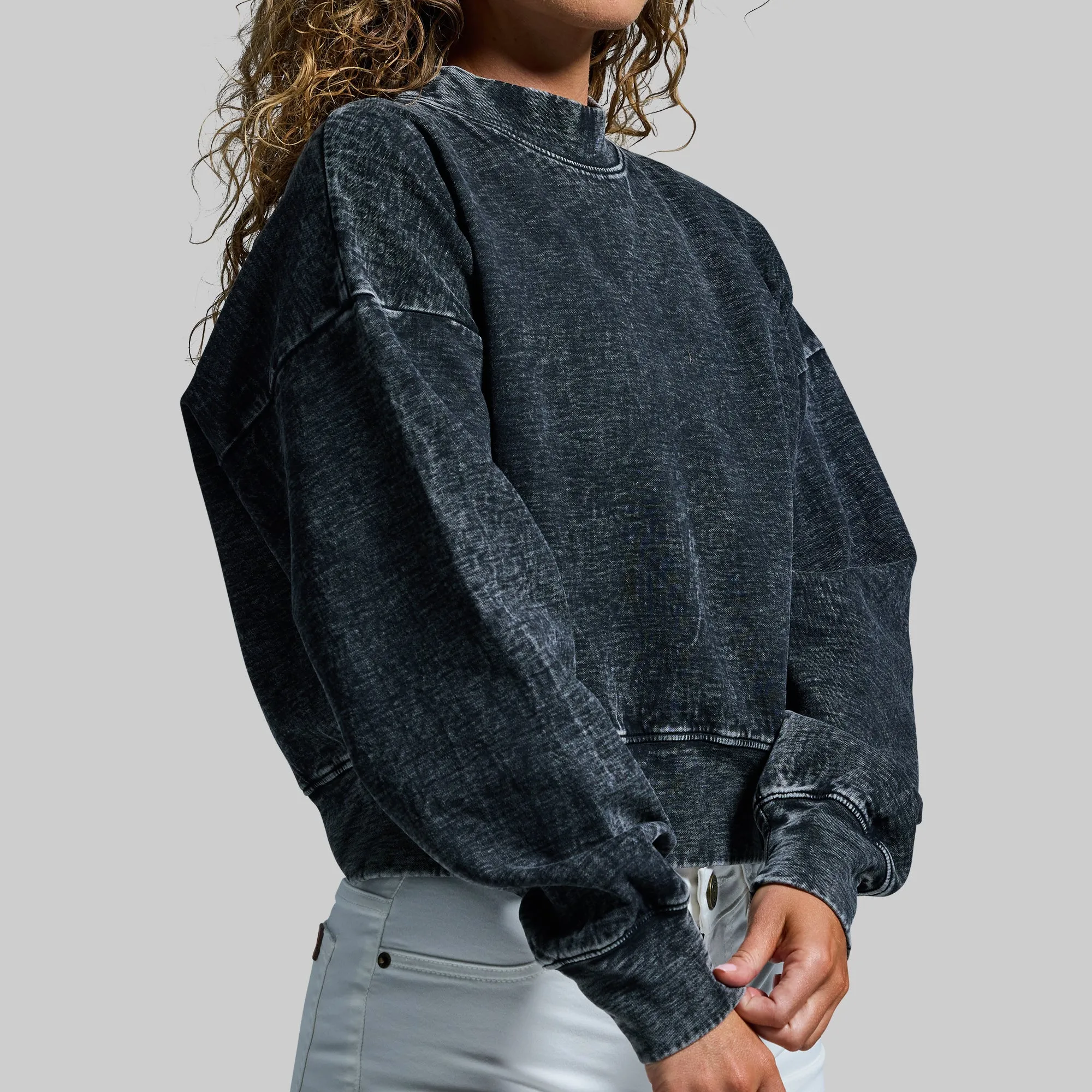 Good Karma Cropped Sweatshirt (Washed Black)