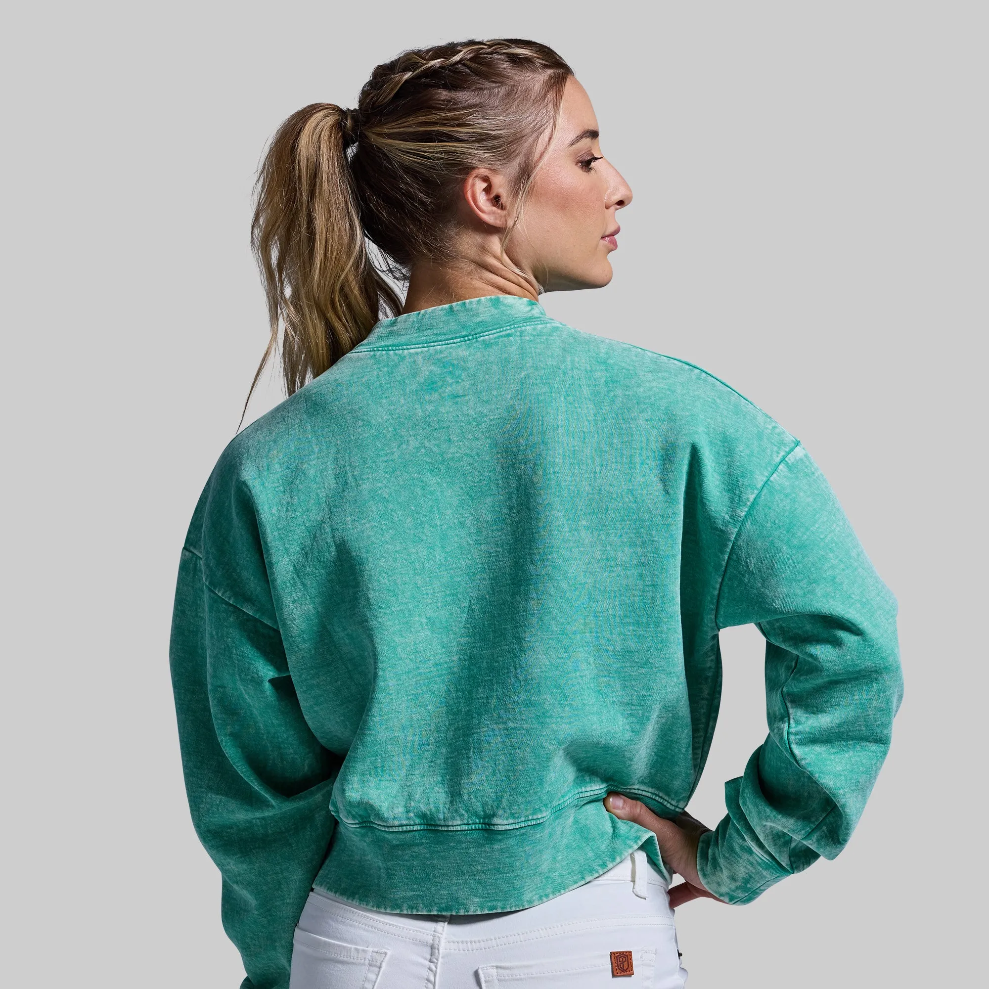 Good Karma Cropped Sweatshirt (Washed Jade)