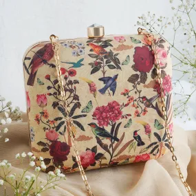 Grandma's Garden Cream Printed Clutch