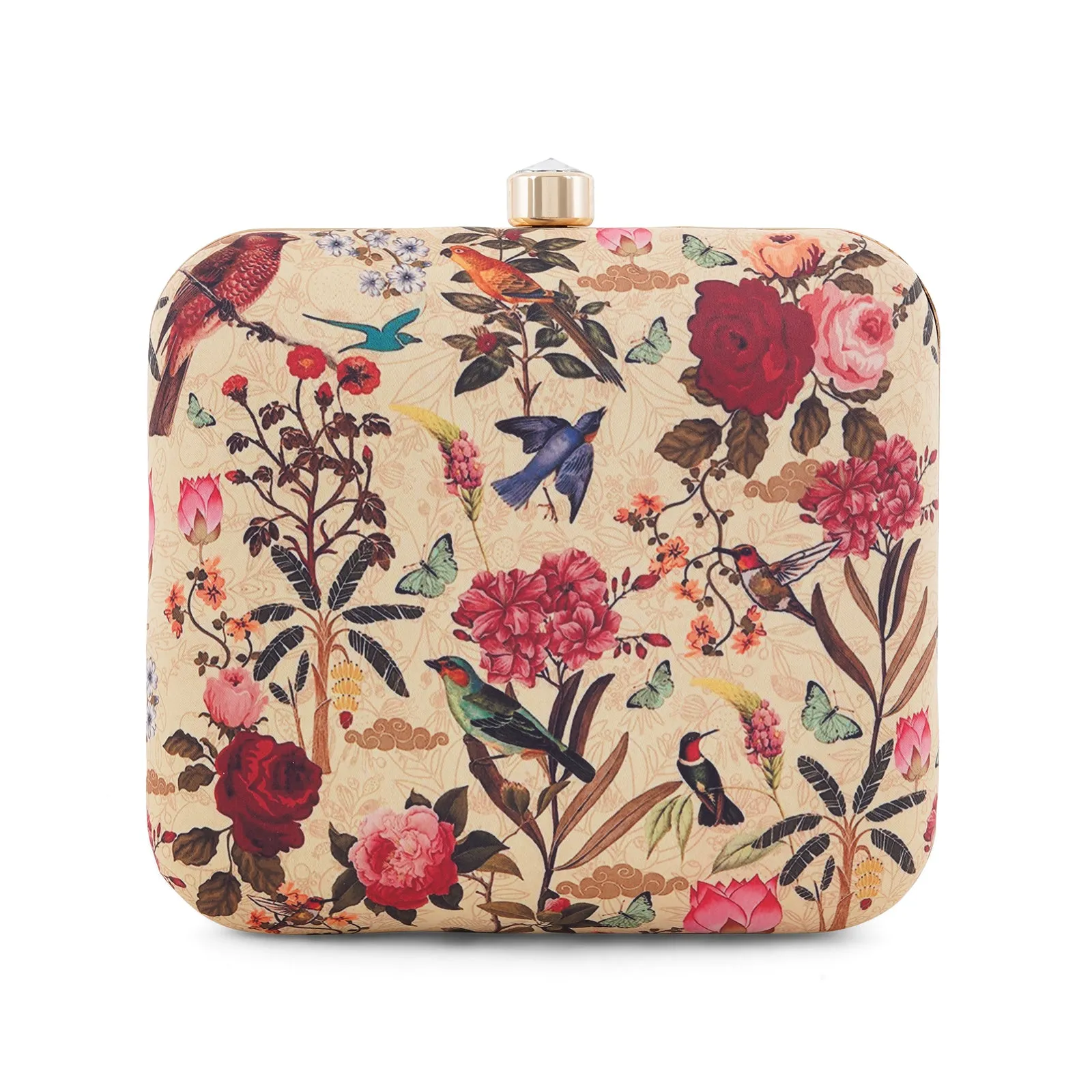 Grandma's Garden Cream Printed Clutch