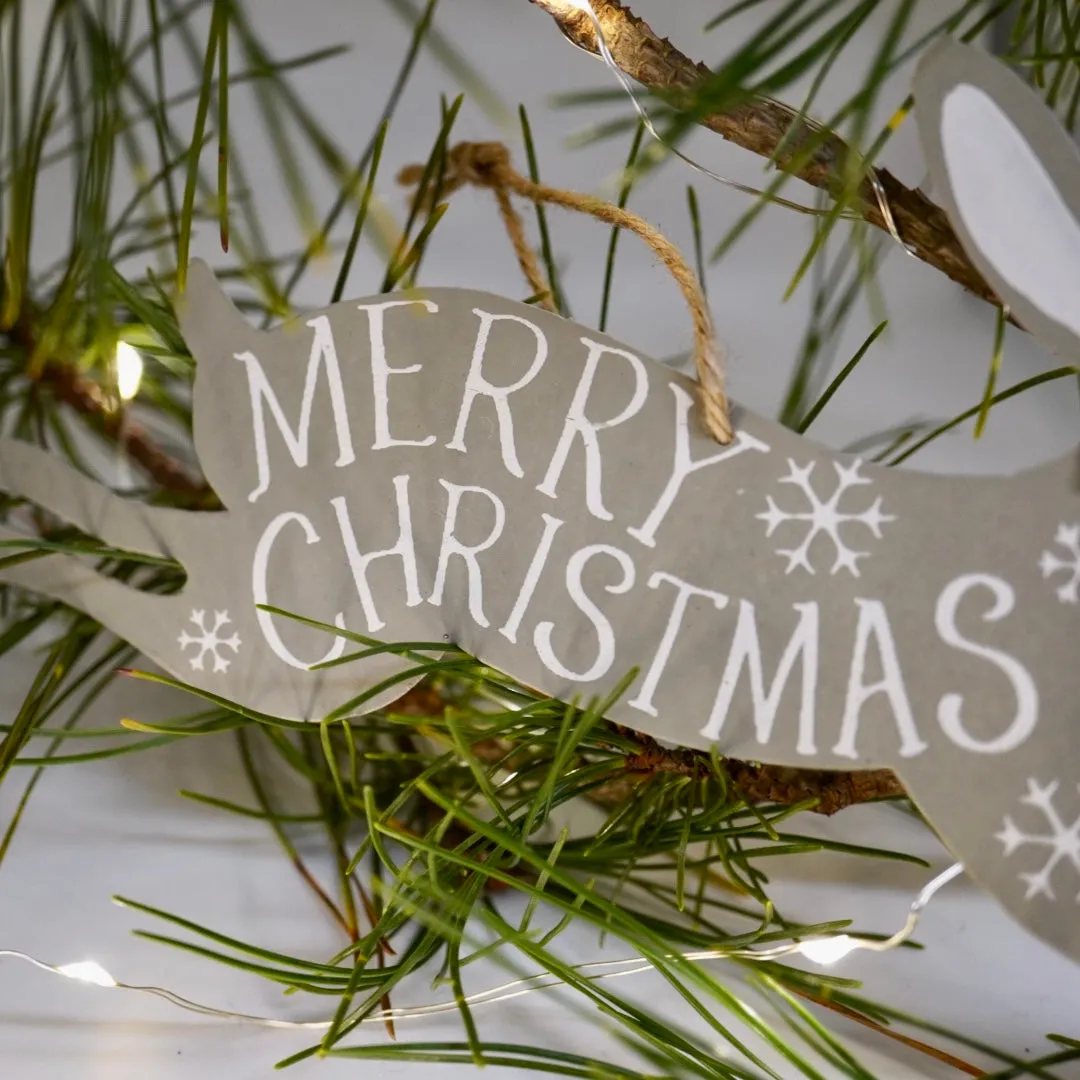 Grey Hare Christmas Sign