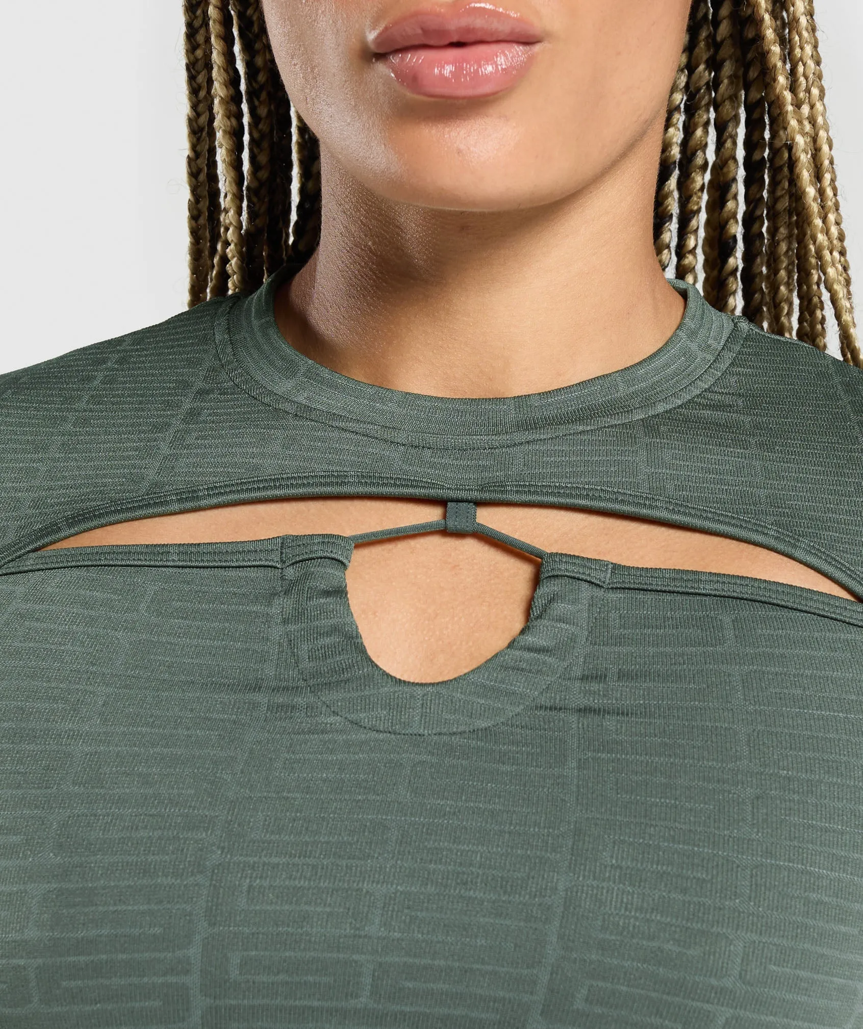 Gymshark Adapt Monogram Seamless Ruched Crop Top - Slate Teal/Cargo Teal