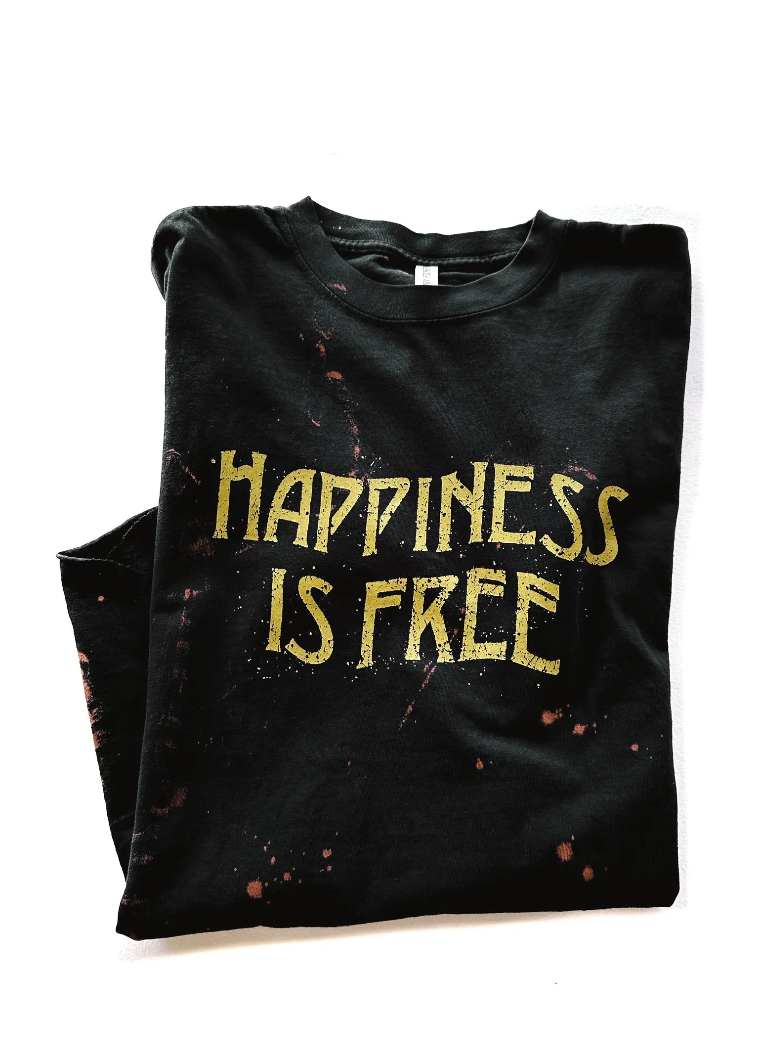 HAPPINESS IS FREE BLEACHED OUT SIDE SLIT TEE