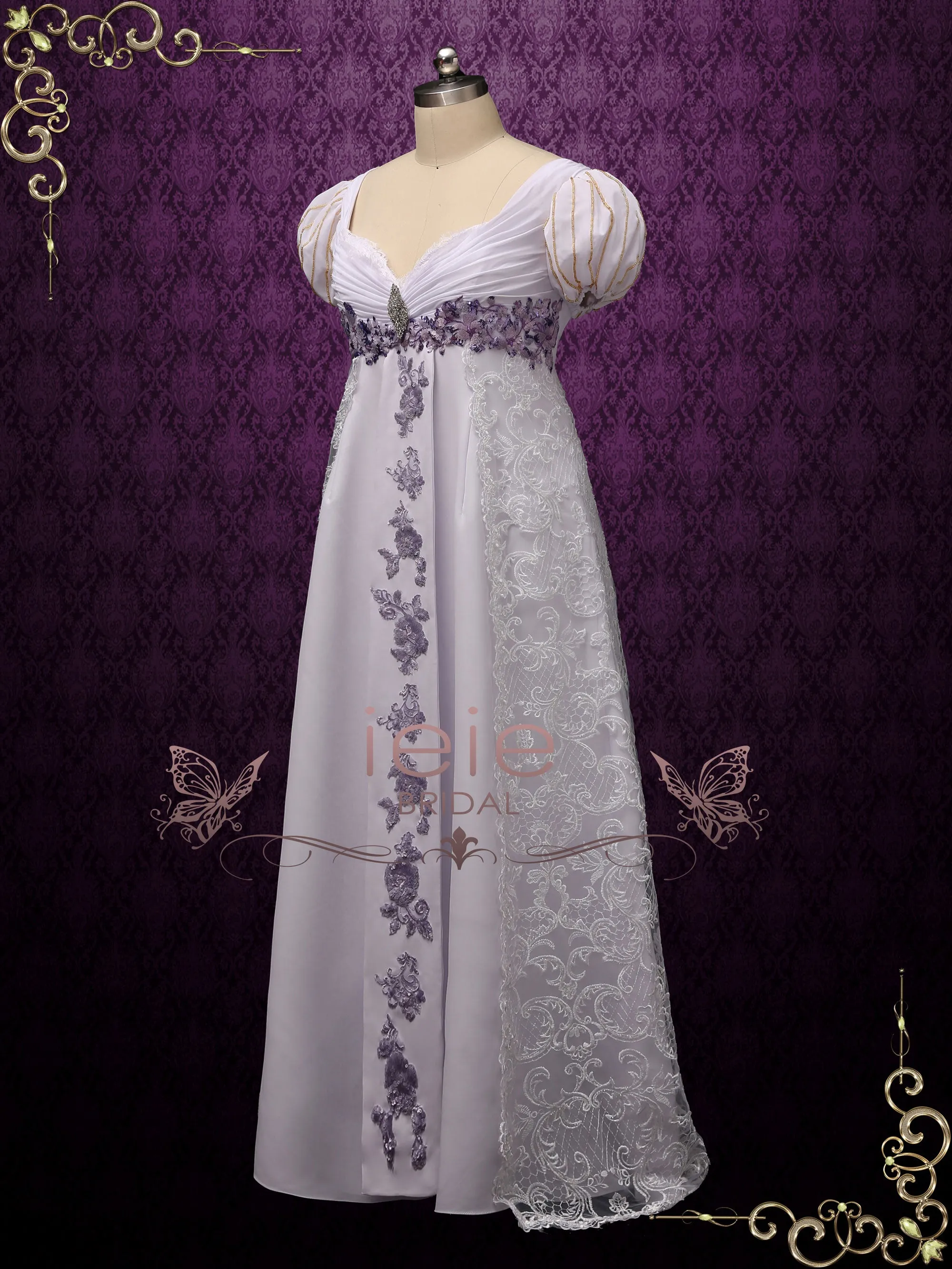 Haunted Mansion Inspired Wedding Dress with Princess Puff Sleeves ANGI