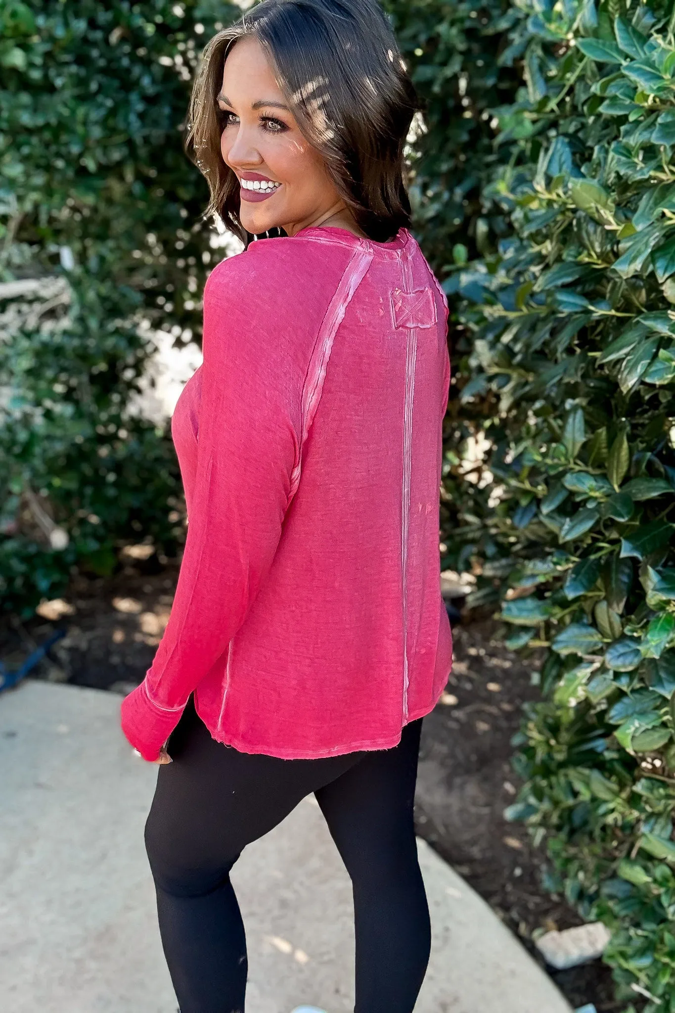 Here's The Scoop Ruby Washed Long Sleeve Top