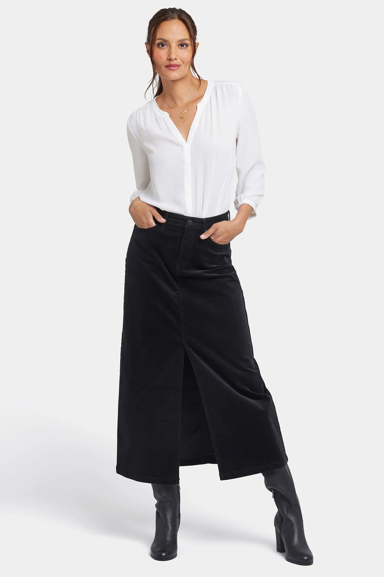 High Rise Long Skirt - Black