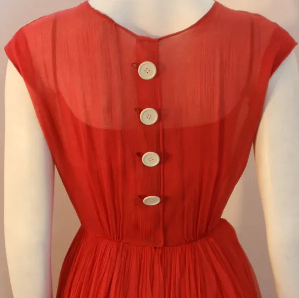 James Galanos for Amelia Gray Red Chiffon Cocktail Dress | 26