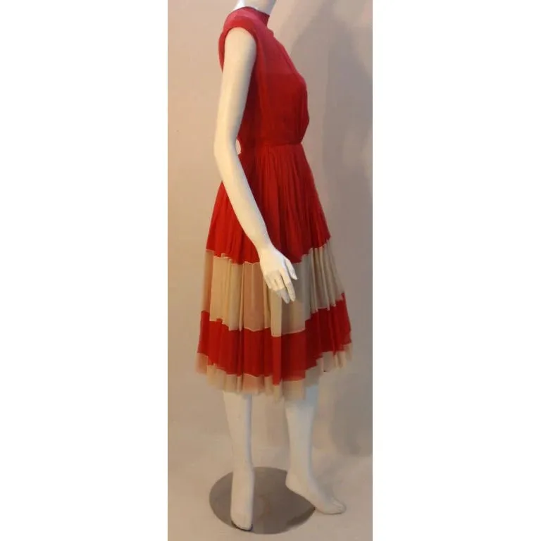 James Galanos for Amelia Gray Red Chiffon Cocktail Dress | 26