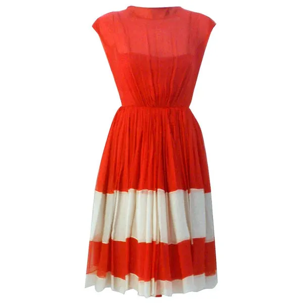 James Galanos for Amelia Gray Red Chiffon Cocktail Dress | 26