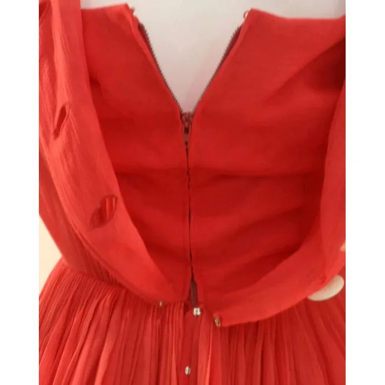 James Galanos for Amelia Gray Red Chiffon Cocktail Dress | 26