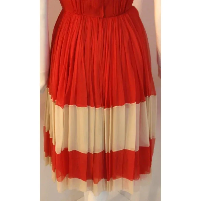 James Galanos for Amelia Gray Red Chiffon Cocktail Dress | 26