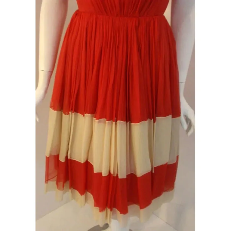 James Galanos for Amelia Gray Red Chiffon Cocktail Dress | 26