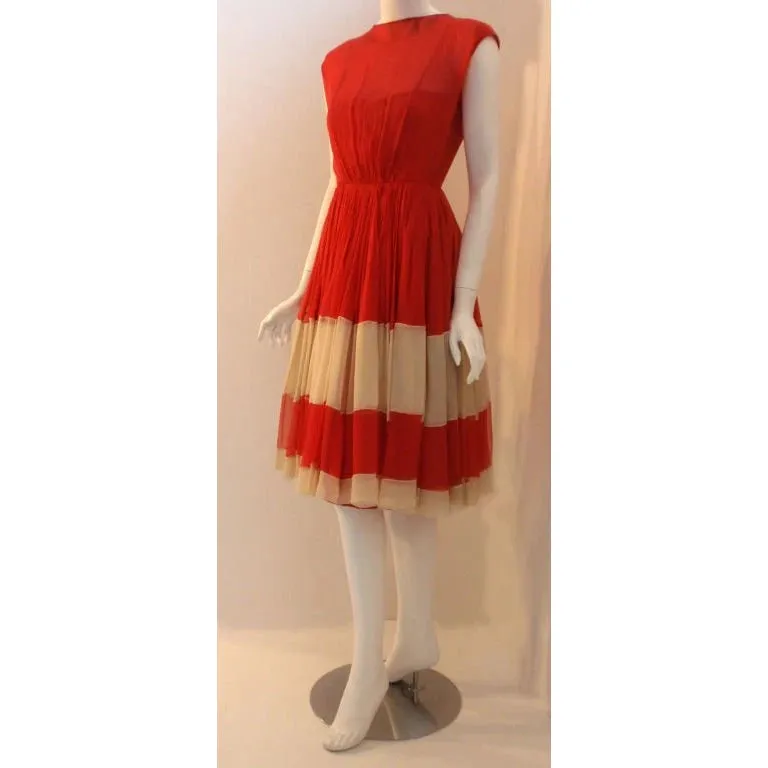 James Galanos for Amelia Gray Red Chiffon Cocktail Dress | 26