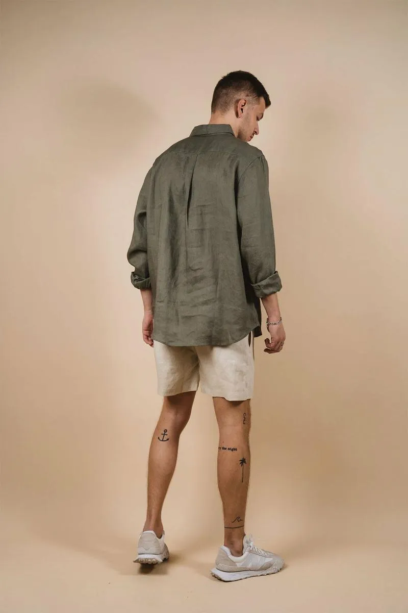 Kore amalfi linen shirt - pine